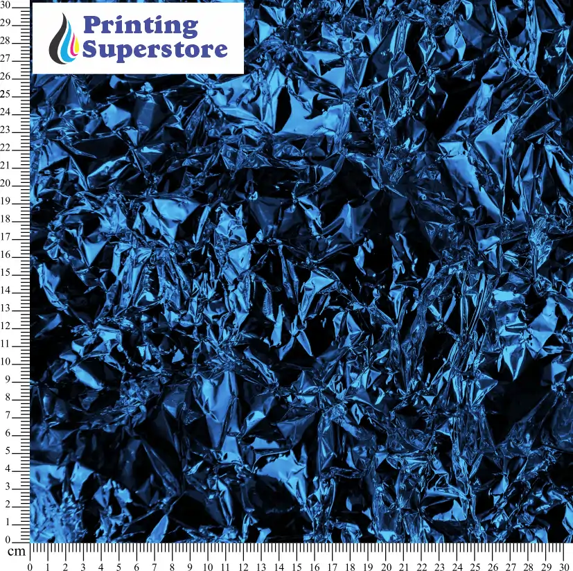 Blue crumpled foil pattern printed on Self Adhesive Vinyl (SAV), Heat Transfer Vinyl (HTV) and Cardstock.