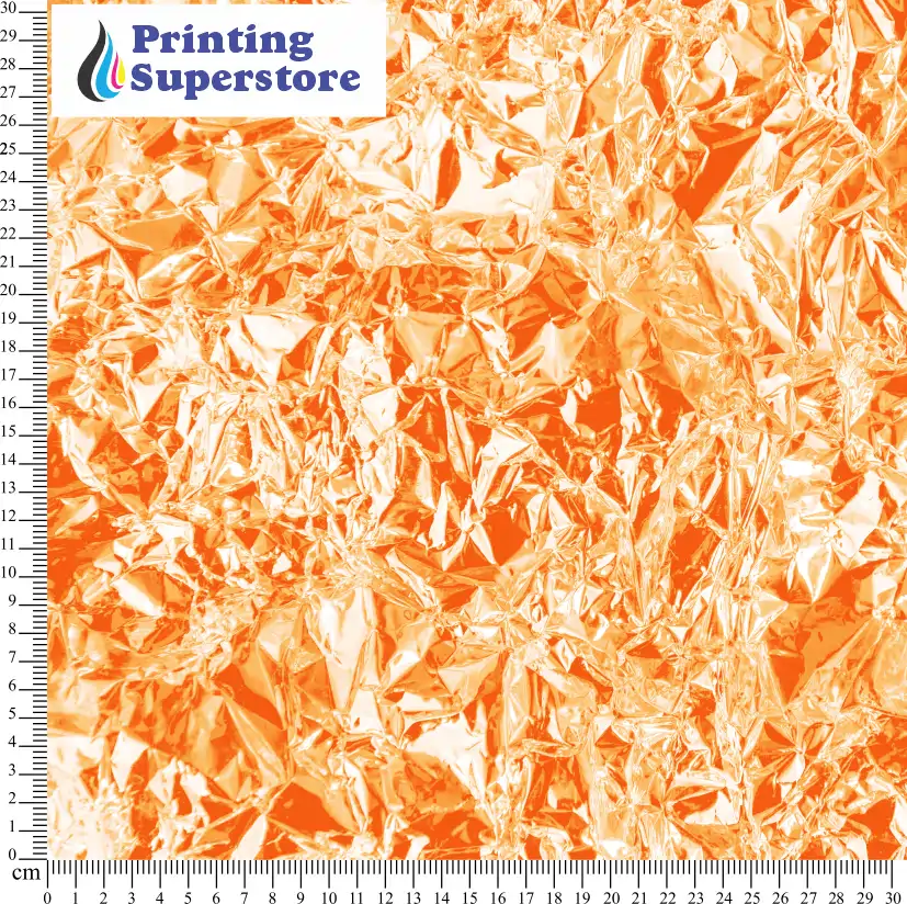 Orange crumpled foil pattern printed on Self Adhesive Vinyl (SAV), Heat Transfer Vinyl (HTV) and Cardstock.