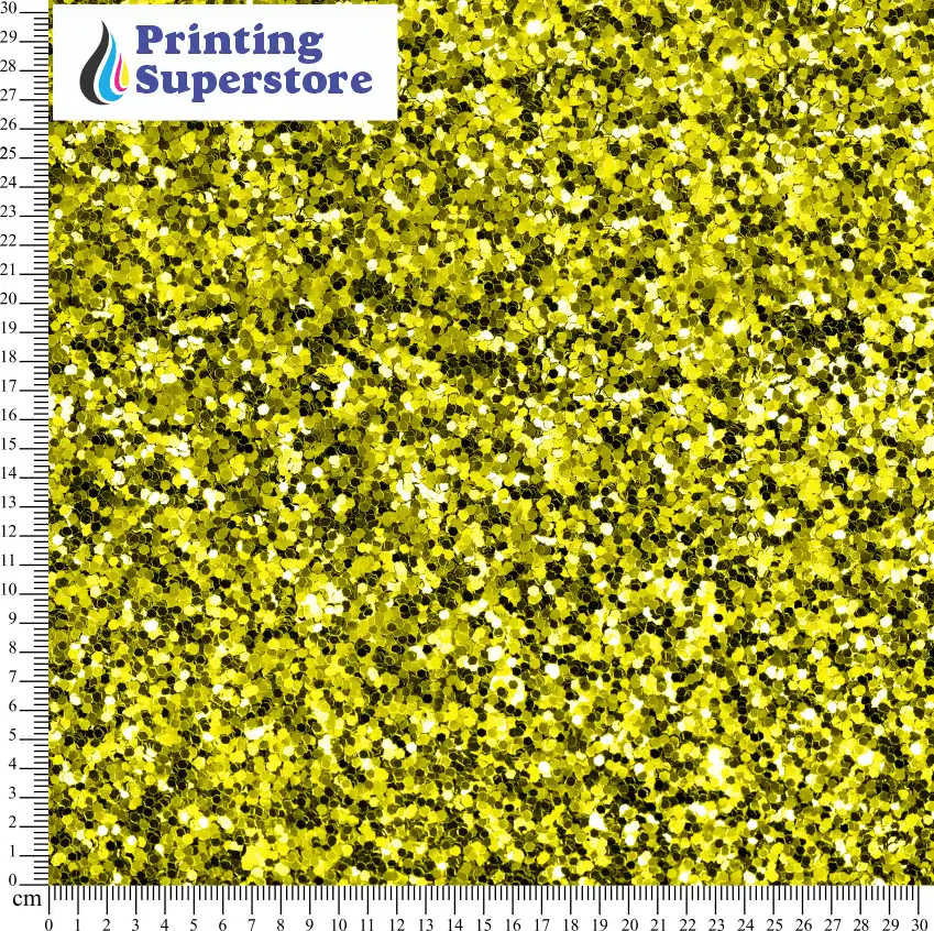 Yellow chunky glitter pattern printed on Self Adhesive Vinyl (SAV), Heat Transfer Vinyl (HTV) and Cardstock.