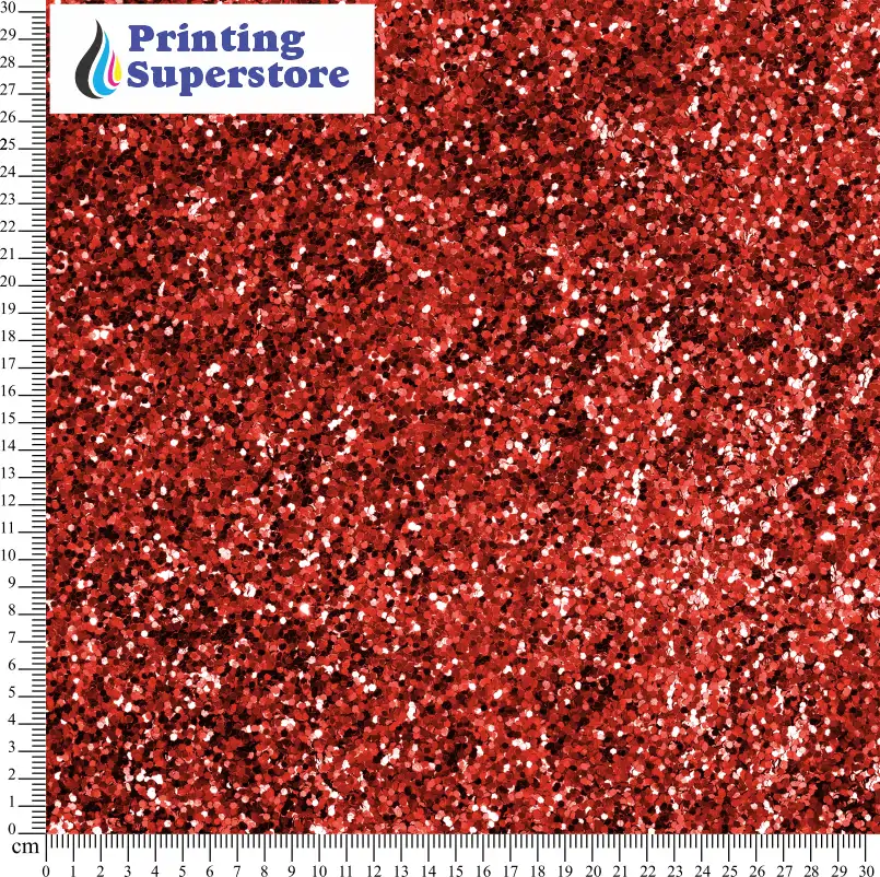 Red chunky glitter pattern printed on Self Adhesive Vinyl (SAV), Heat Transfer Vinyl (HTV) and Cardstock.