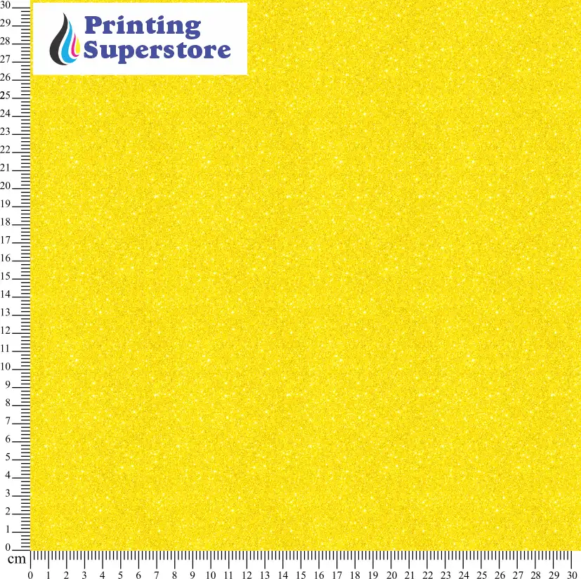 Yellow fine glitter pattern printed on Self Adhesive Vinyl (SAV), Heat Transfer Vinyl (HTV) and Cardstock.