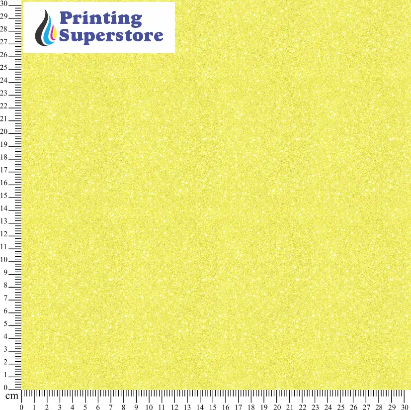 Yellow fine glitter pattern printed on Self Adhesive Vinyl (SAV), Heat Transfer Vinyl (HTV) and Cardstock.