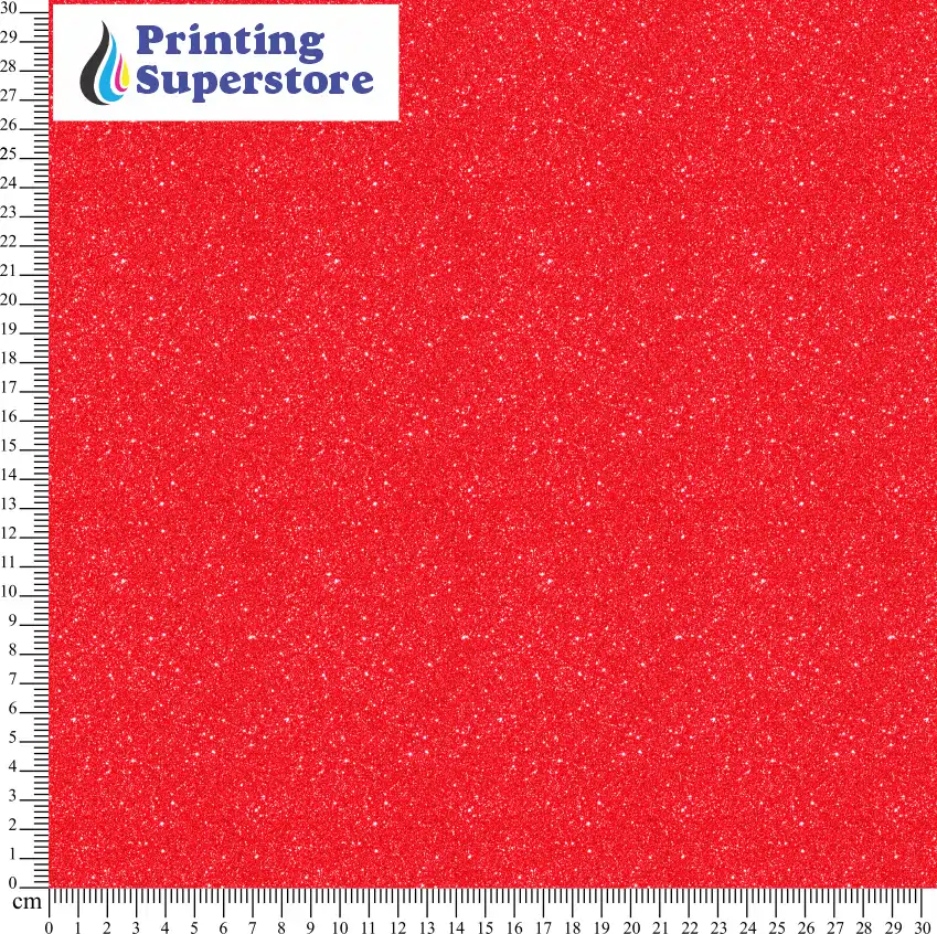 Red fine glitter pattern printed on Self Adhesive Vinyl (SAV), Heat Transfer Vinyl (HTV) and Cardstock.