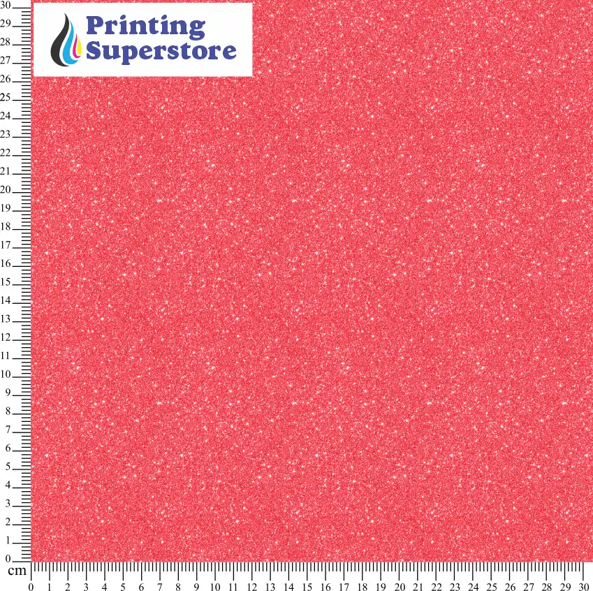 Red fine glitter pattern printed on Self Adhesive Vinyl (SAV), Heat Transfer Vinyl (HTV) and Cardstock.