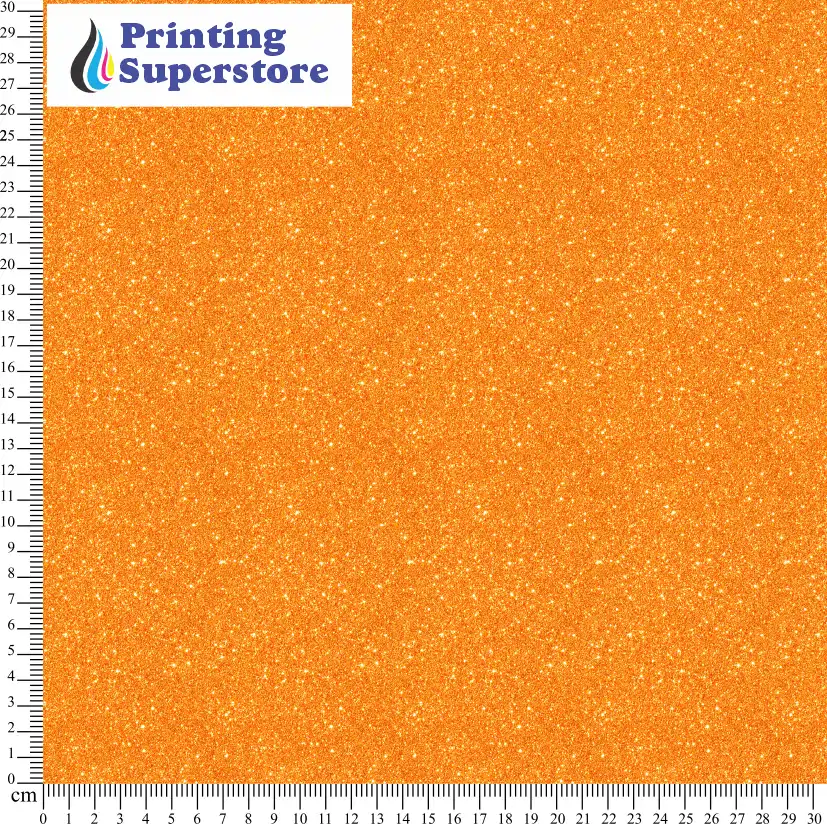 Orange fine glitter pattern printed on Self Adhesive Vinyl (SAV), Heat Transfer Vinyl (HTV) and Cardstock.