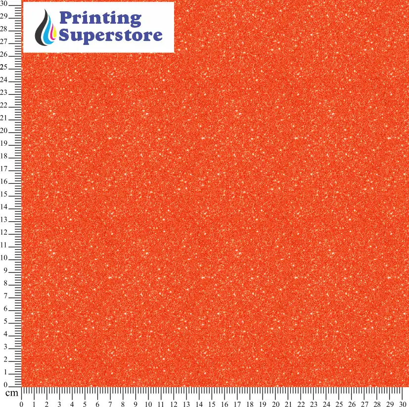 Orange fine glitter pattern printed on Self Adhesive Vinyl (SAV), Heat Transfer Vinyl (HTV) and Cardstock.