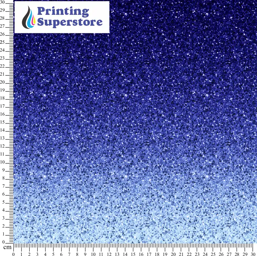 Blue gradient glitter pattern printed on Self Adhesive Vinyl (SAV), Heat Transfer Vinyl (HTV) and Cardstock.