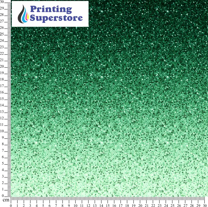 Green gradient glitter pattern printed on Self Adhesive Vinyl (SAV), Heat Transfer Vinyl (HTV) and Cardstock.
