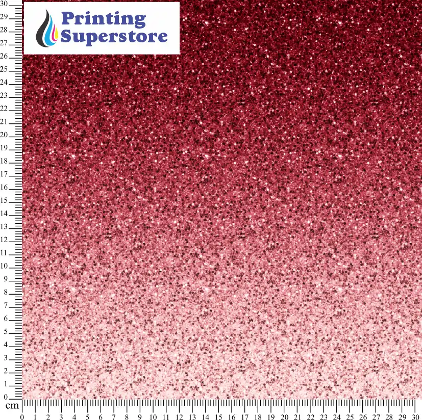 Red gradient glitter pattern printed on Self Adhesive Vinyl (SAV), Heat Transfer Vinyl (HTV) and Cardstock.