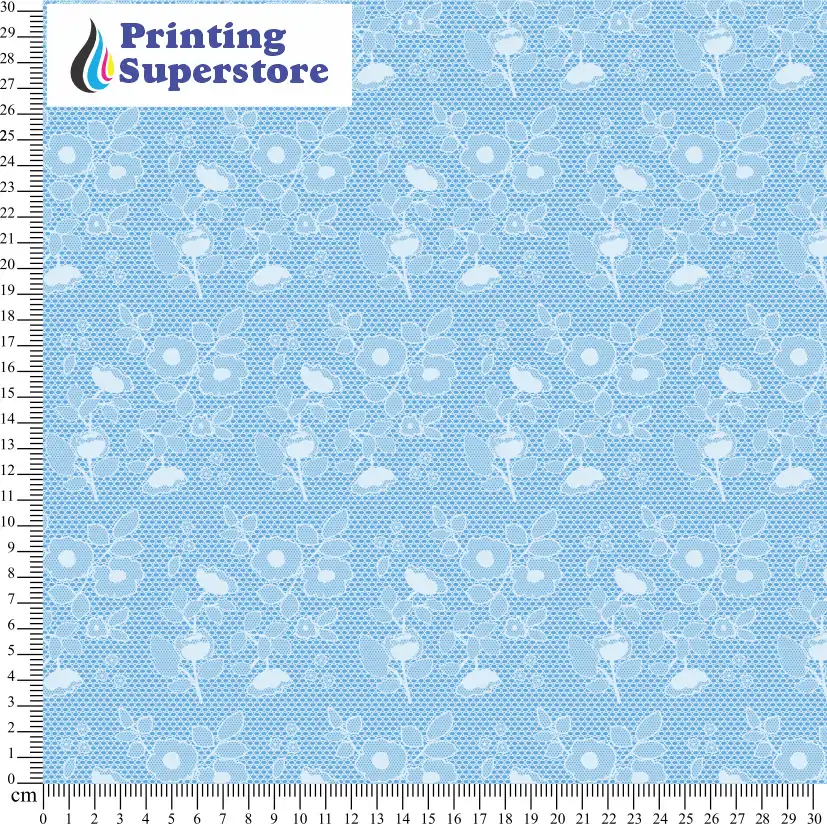 Blue lace pattern printed on Self Adhesive Vinyl (SAV), Heat Transfer Vinyl (HTV) and Cardstock.