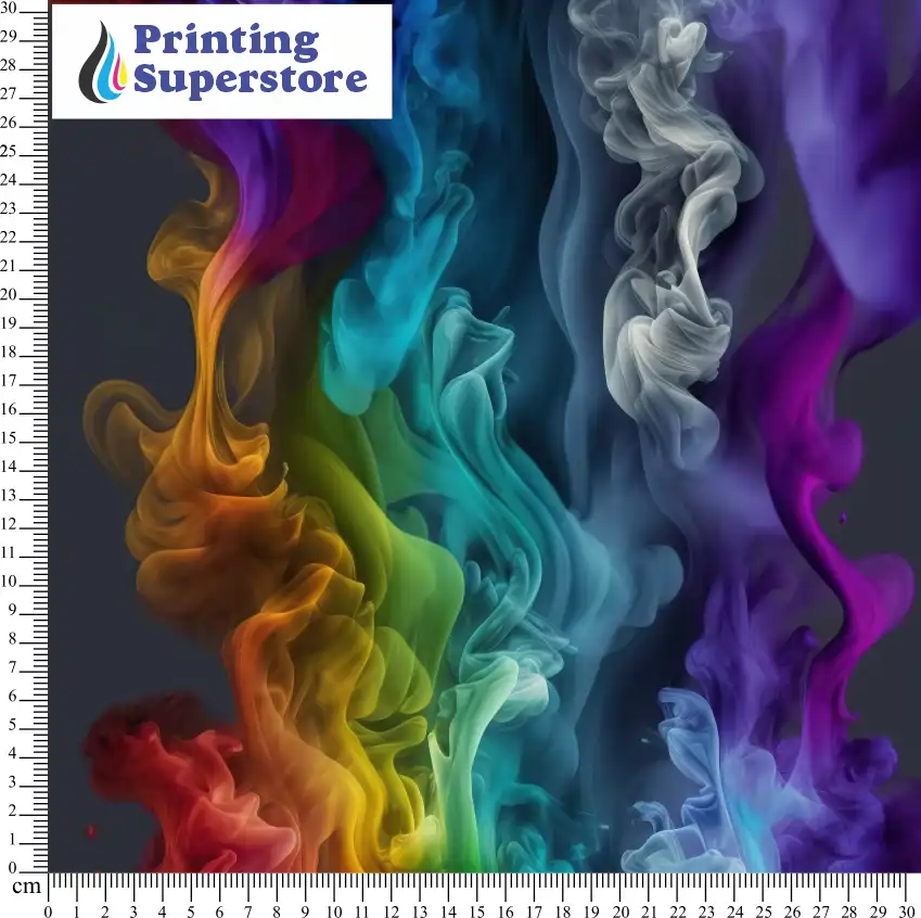 Multi-colour smoke pattern printed on Self Adhesive Vinyl (SAV), Heat Transfer Vinyl (HTV) and Cardstock.