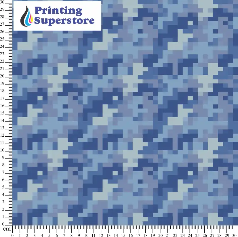 Multi-colour camouflage pixel pattern printed on Self Adhesive Vinyl (SAV), Heat Transfer Vinyl (HTV) and Cardstock.