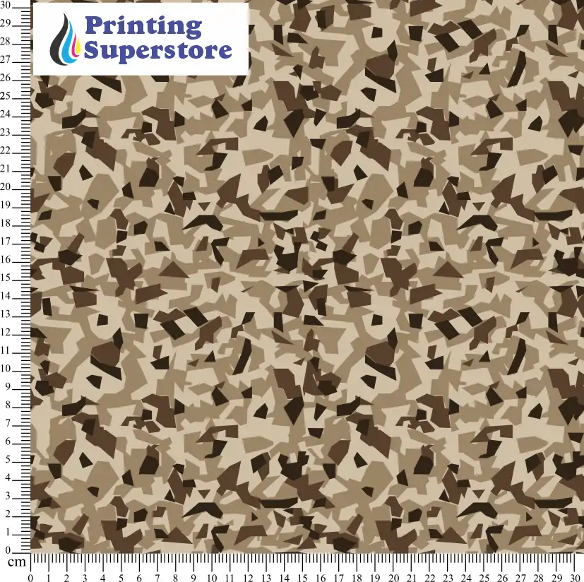 Brown camouflage polygon pattern printed on Self Adhesive Vinyl (SAV), Heat Transfer Vinyl (HTV) and Cardstock.