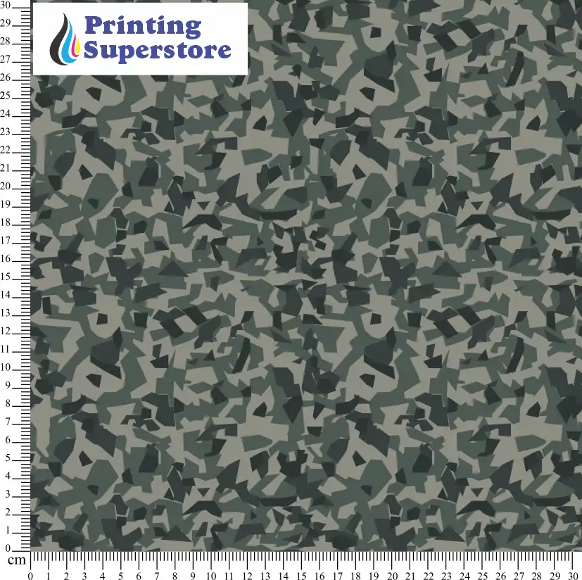 Multi-colour camouflage polygon pattern printed on Self Adhesive Vinyl (SAV), Heat Transfer Vinyl (HTV) and Cardstock.