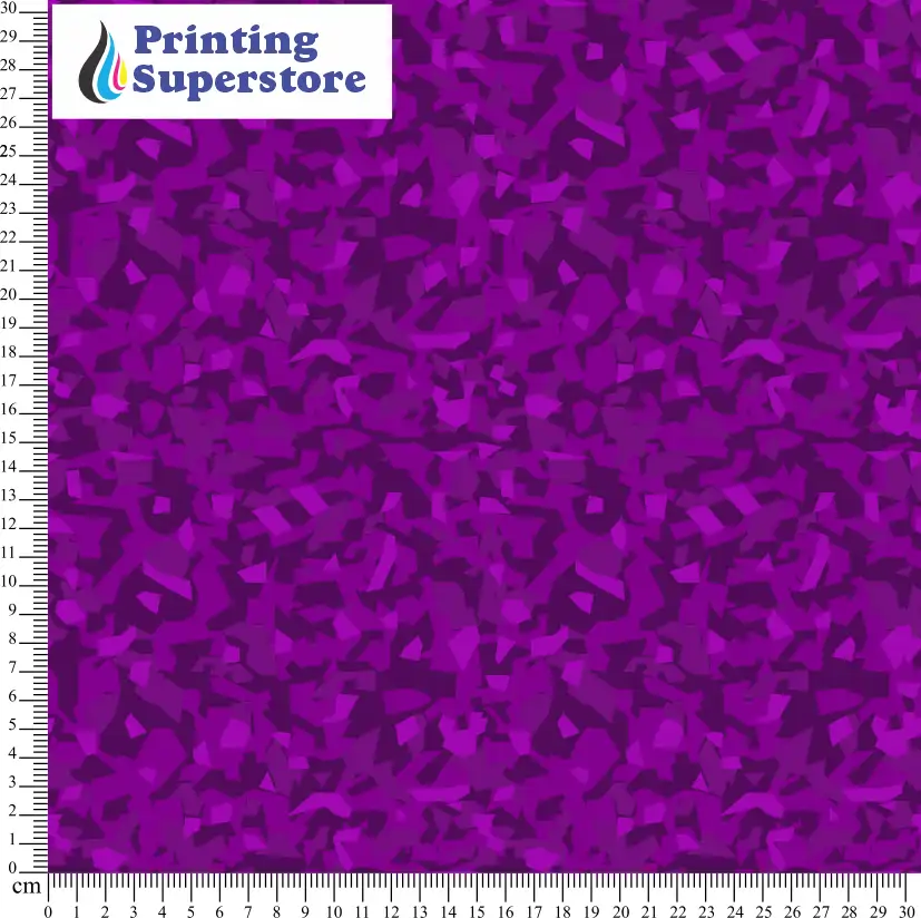 Purple camouflage polygon pattern printed on Self Adhesive Vinyl (SAV), Heat Transfer Vinyl (HTV) and Cardstock.