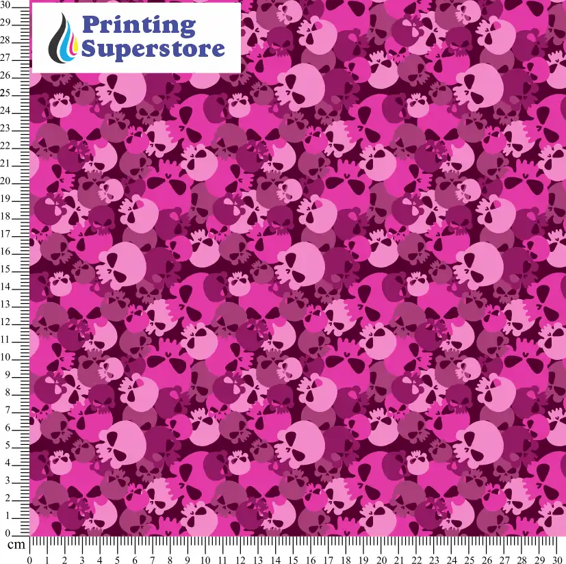 Pink camouflage skull pattern printed on Self Adhesive Vinyl (SAV), Heat Transfer Vinyl (HTV) and Cardstock.