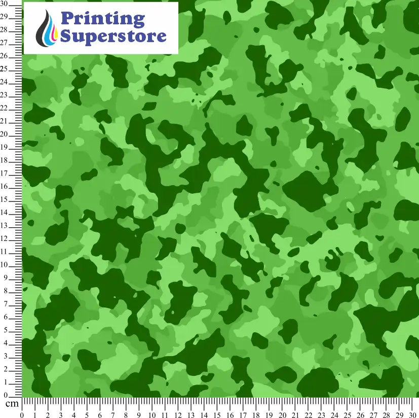 Green camouflage pattern printed on Self Adhesive Vinyl (SAV), Heat Transfer Vinyl (HTV) and Cardstock.