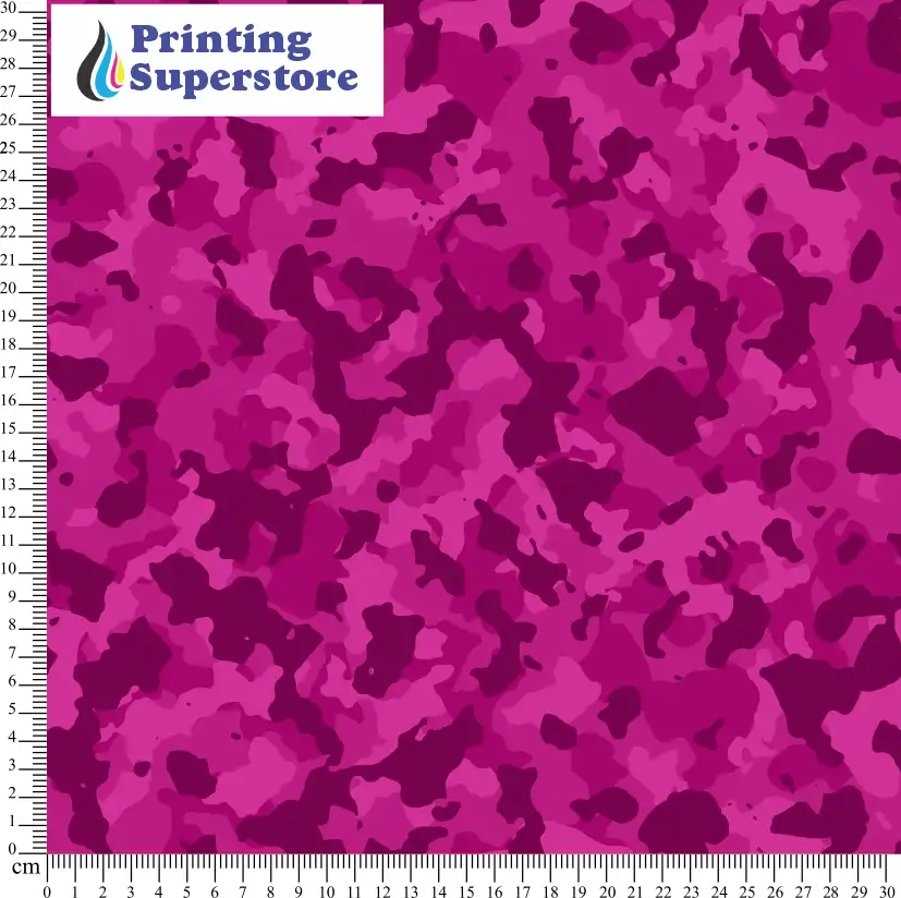 Pink camouflage pattern printed on Self Adhesive Vinyl (SAV), Heat Transfer Vinyl (HTV) and Cardstock.