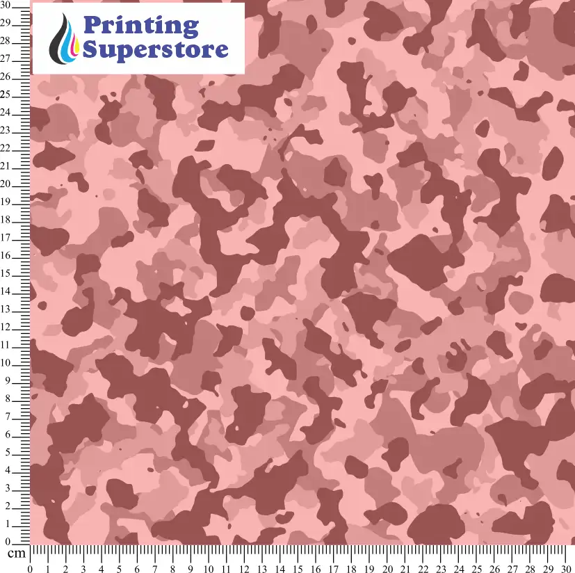 Red camouflage pattern printed on Self Adhesive Vinyl (SAV), Heat Transfer Vinyl (HTV) and Cardstock.