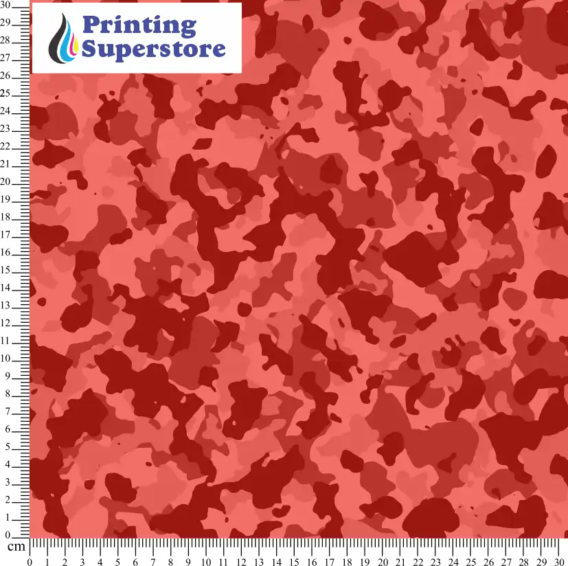 Orange camouflage pattern printed on Self Adhesive Vinyl (SAV), Heat Transfer Vinyl (HTV) and Cardstock.
