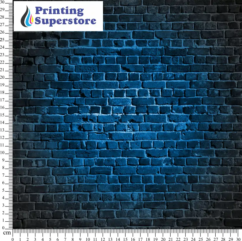 Blue neon brick pattern printed on Self Adhesive Vinyl (SAV), Heat Transfer Vinyl (HTV) and Cardstock.