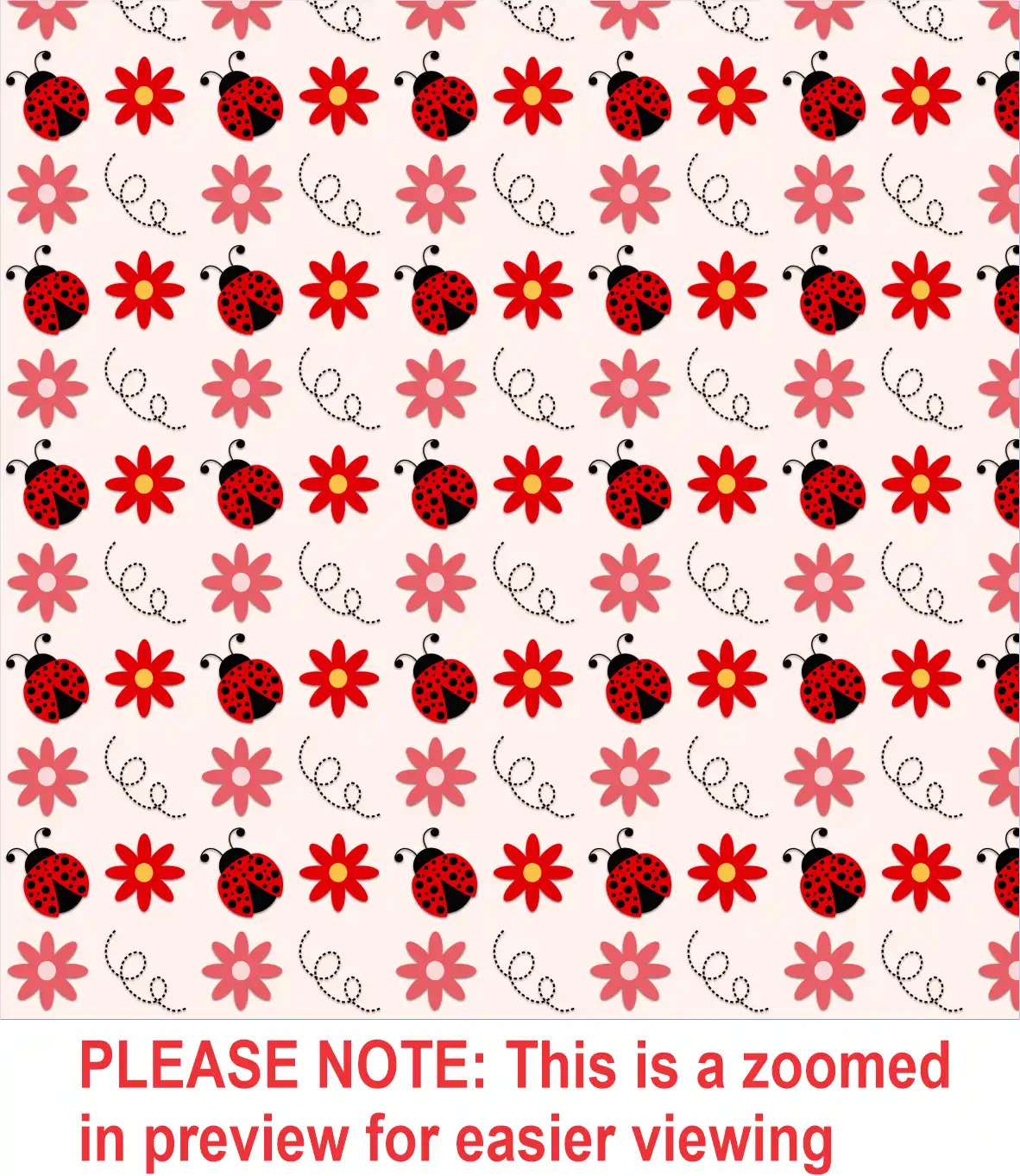 Ladybug theme pattern printed on Self Adhesive Vinyl (SAV), Heat Transfer Vinyl (HTV) and Cardstock.